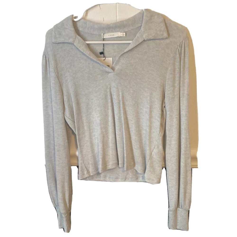 Lush Womens Sweater Size large Light Blue V Neck Sweater Soft NWT